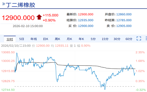 2月10日合成橡胶期货各合约价格走势