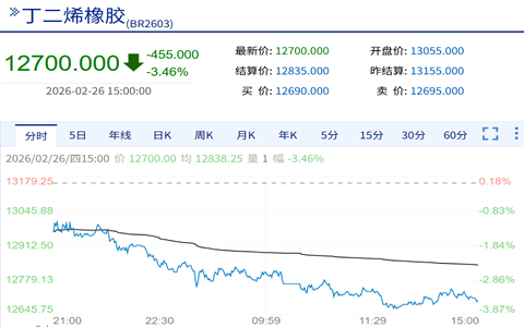 丁二烯期货震荡下行 BR2603合约领跌